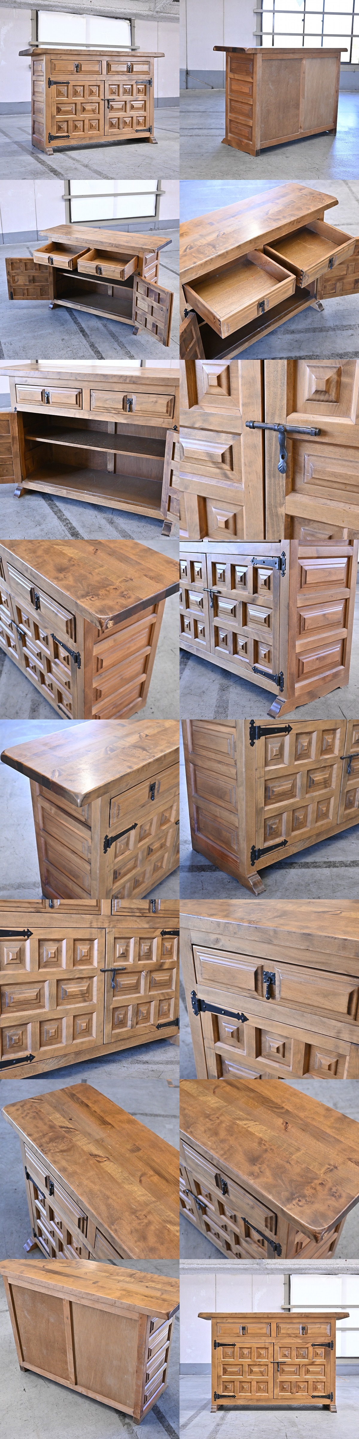 カスティリアン様式 パイン材 サイドボード スペイン家具 アンティーク