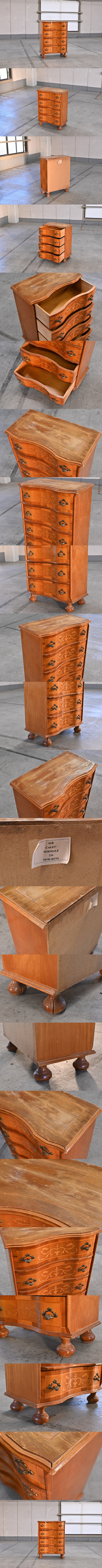 イタリア MOR-RENS社 象嵌チェスト 4段 ミドルチェスト マホガニー ②