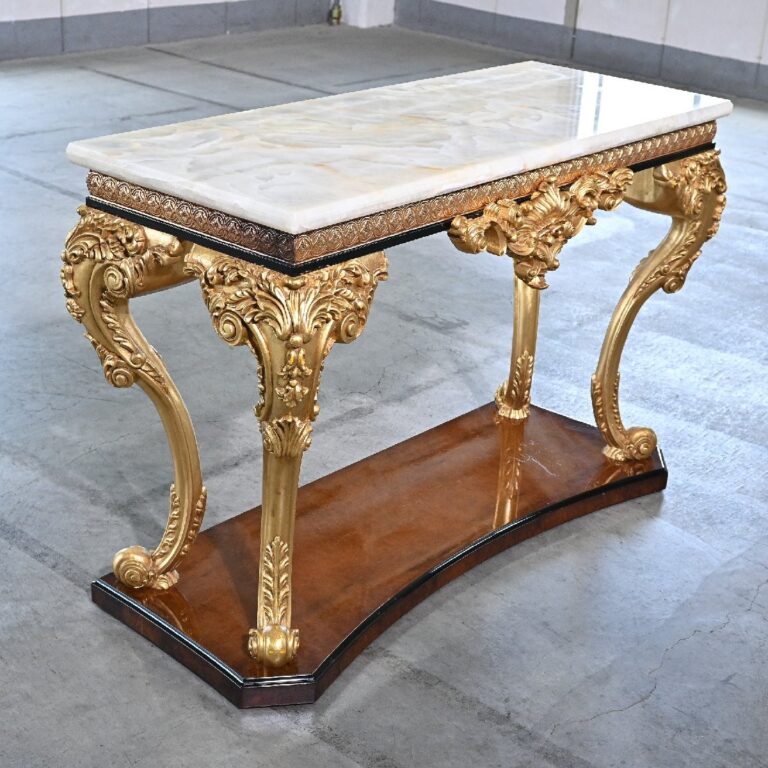 ★スペイン MARINER 「VOLGA/ボルガ」大理石コンソールテーブル バールウォールナット材 サイド 猫足 マリネール アンティーク調の商品写真