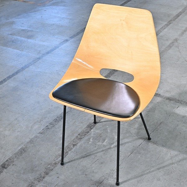 名作「トノーチェア」ピエール・ガーリッシュ プライウッド フレンチアンティーク ミッドセンチュリー ダイニング Tonneau Chairの商品写真