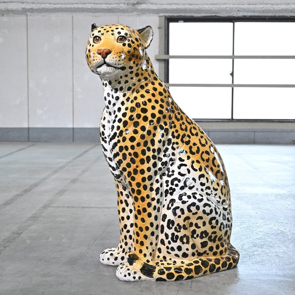 ★ 陶器 豹 オブジェ レオパード 動物 玄関 置き物 エントランスの商品写真